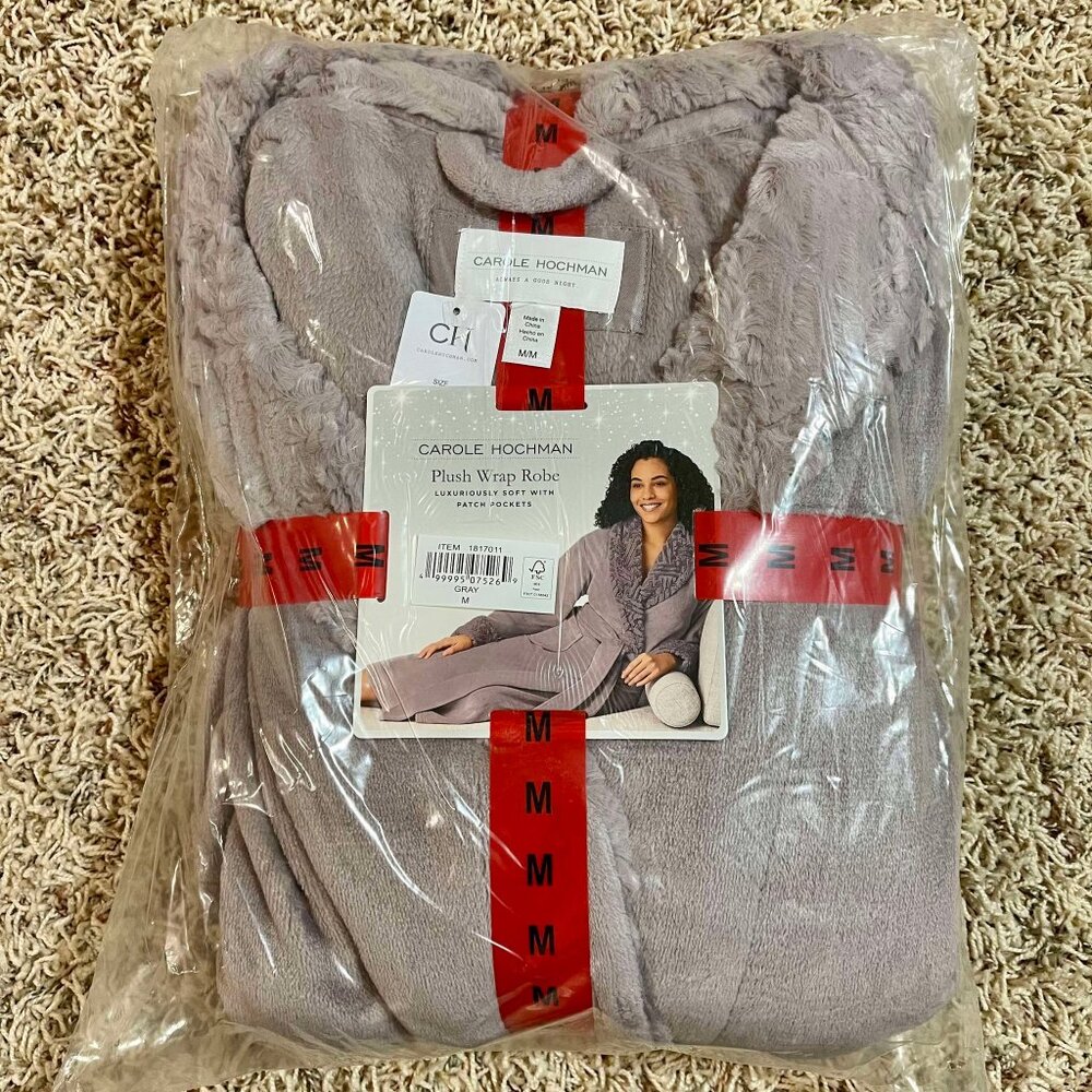 Carole Hochman Women’s Soft Plush Wrap Robe Mauve, Size M (New)